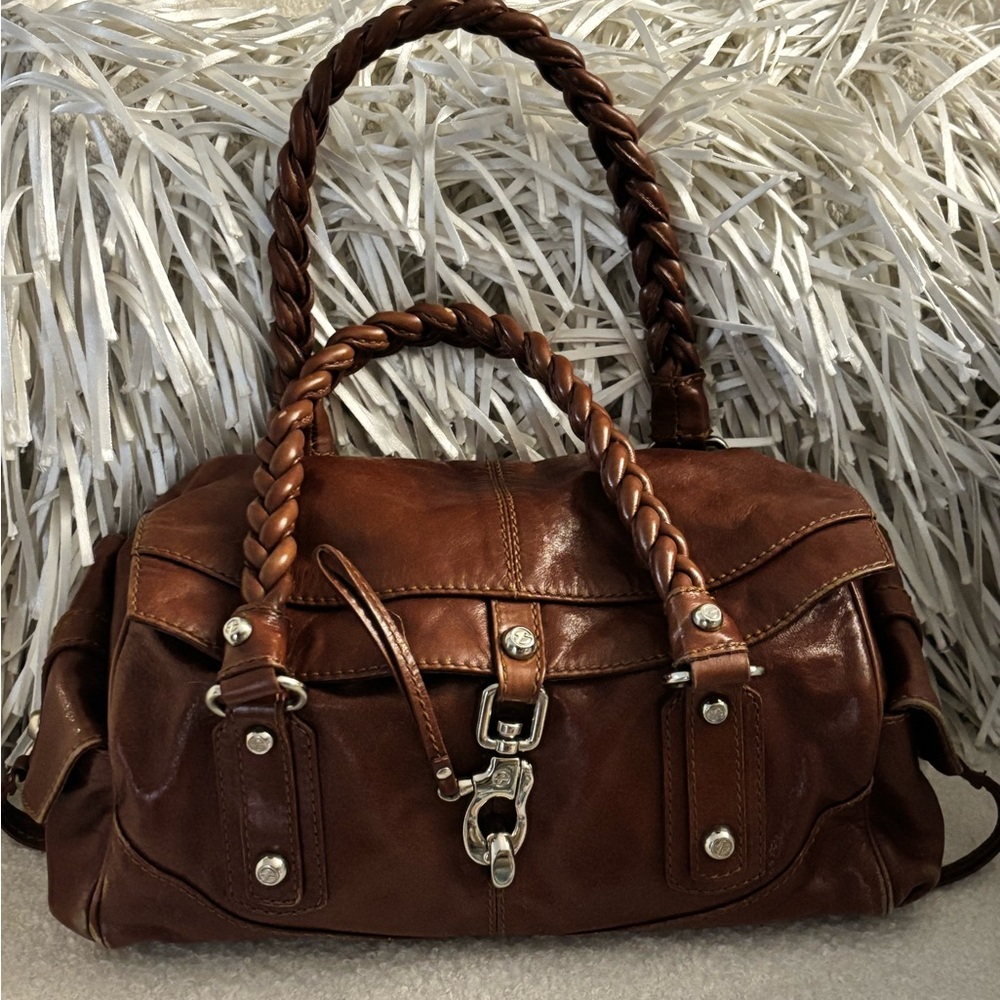 Francesco Biasia Rich Brown Leather Satchel